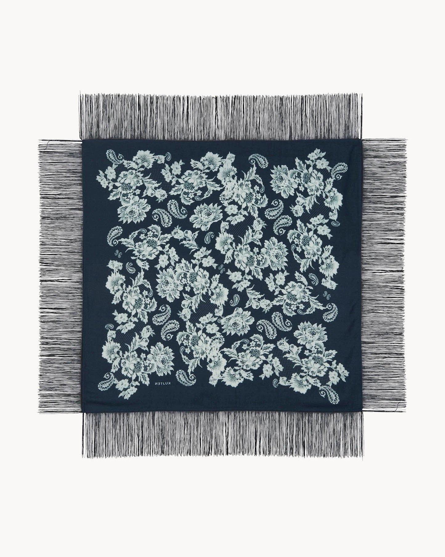 Grand Bandana Helia Lace Fringes noir