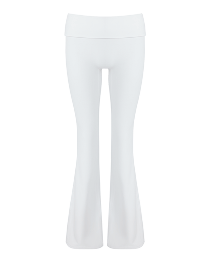 CSB Form Invisible Scrunch Flare Fold Over Leggings | White
