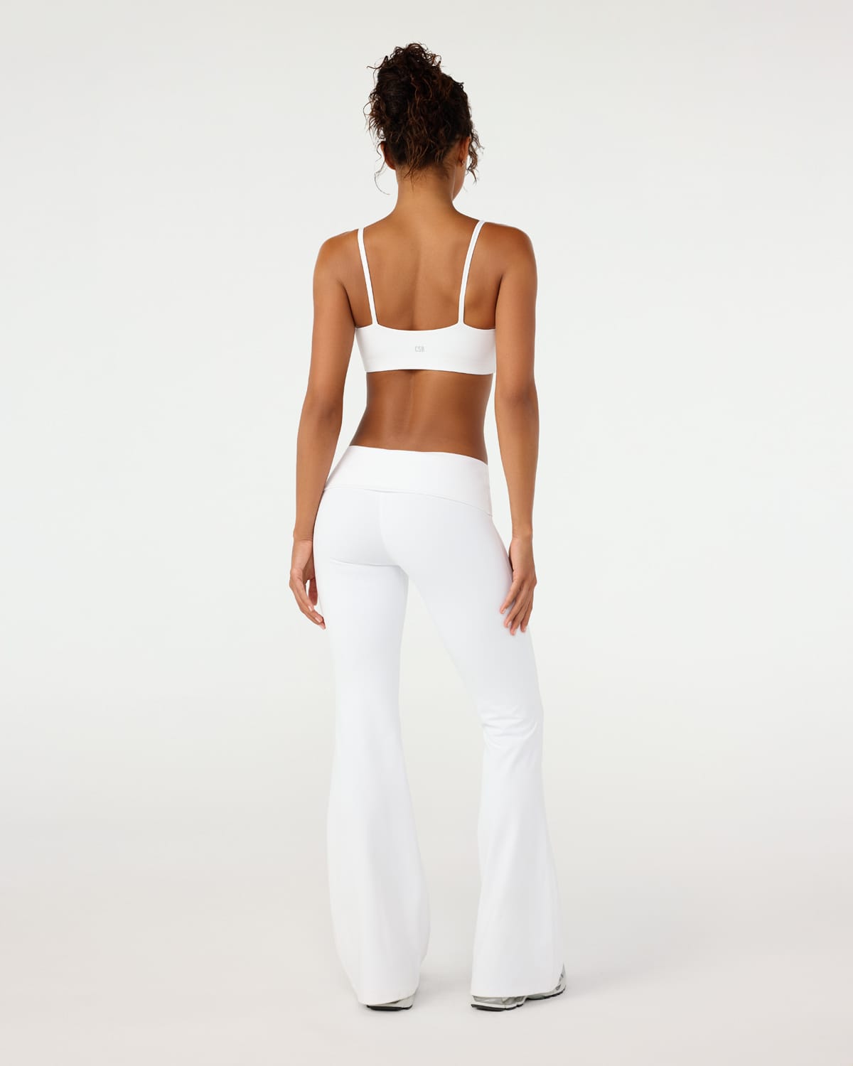 CSB Form Invisible Scrunch Flare Fold Over Leggings | White