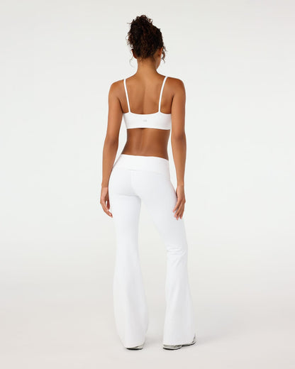 CSB Form Invisible Scrunch Flare Fold Over Leggings | White
