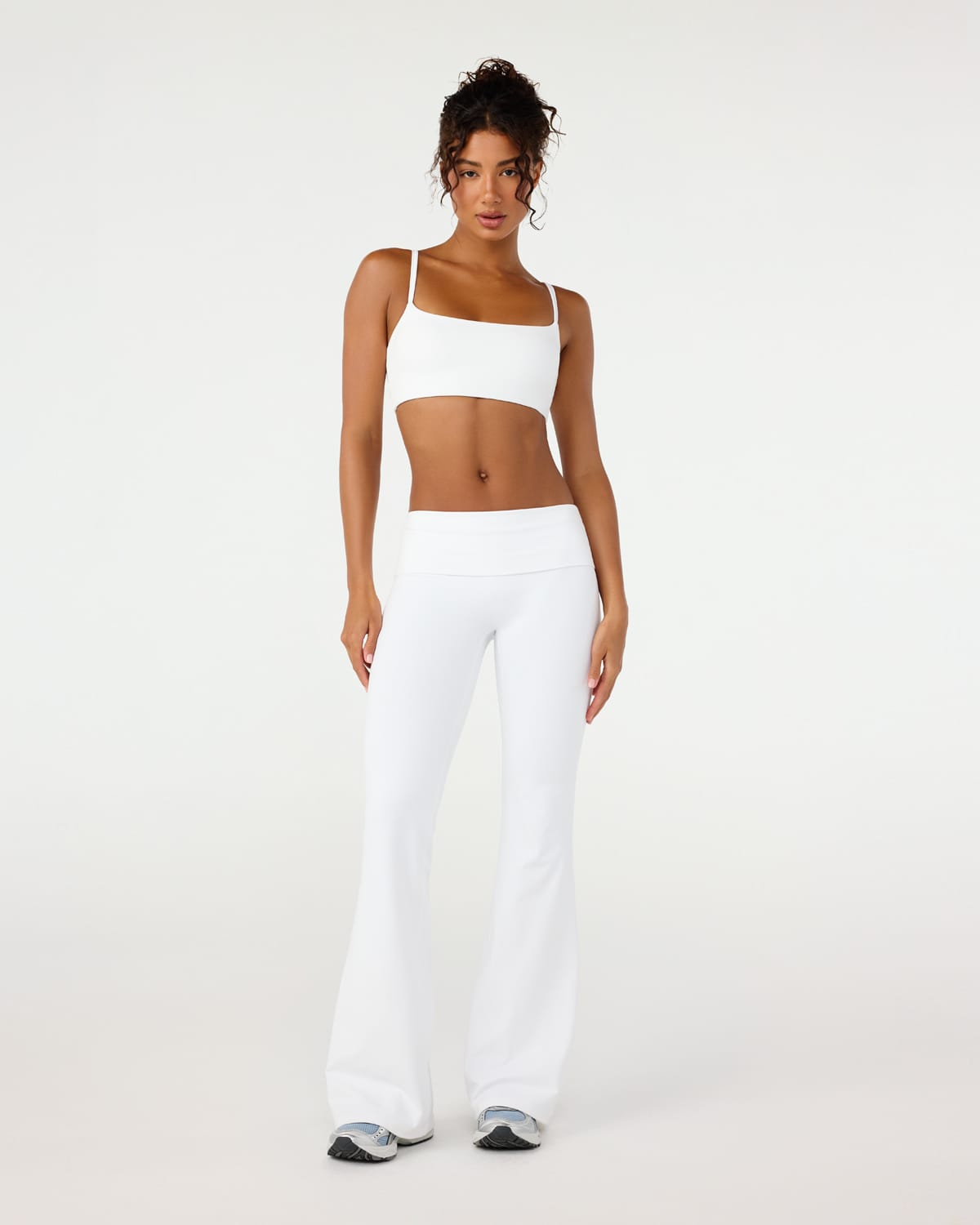 CSB Form Invisible Scrunch Flare Fold Over Leggings | White