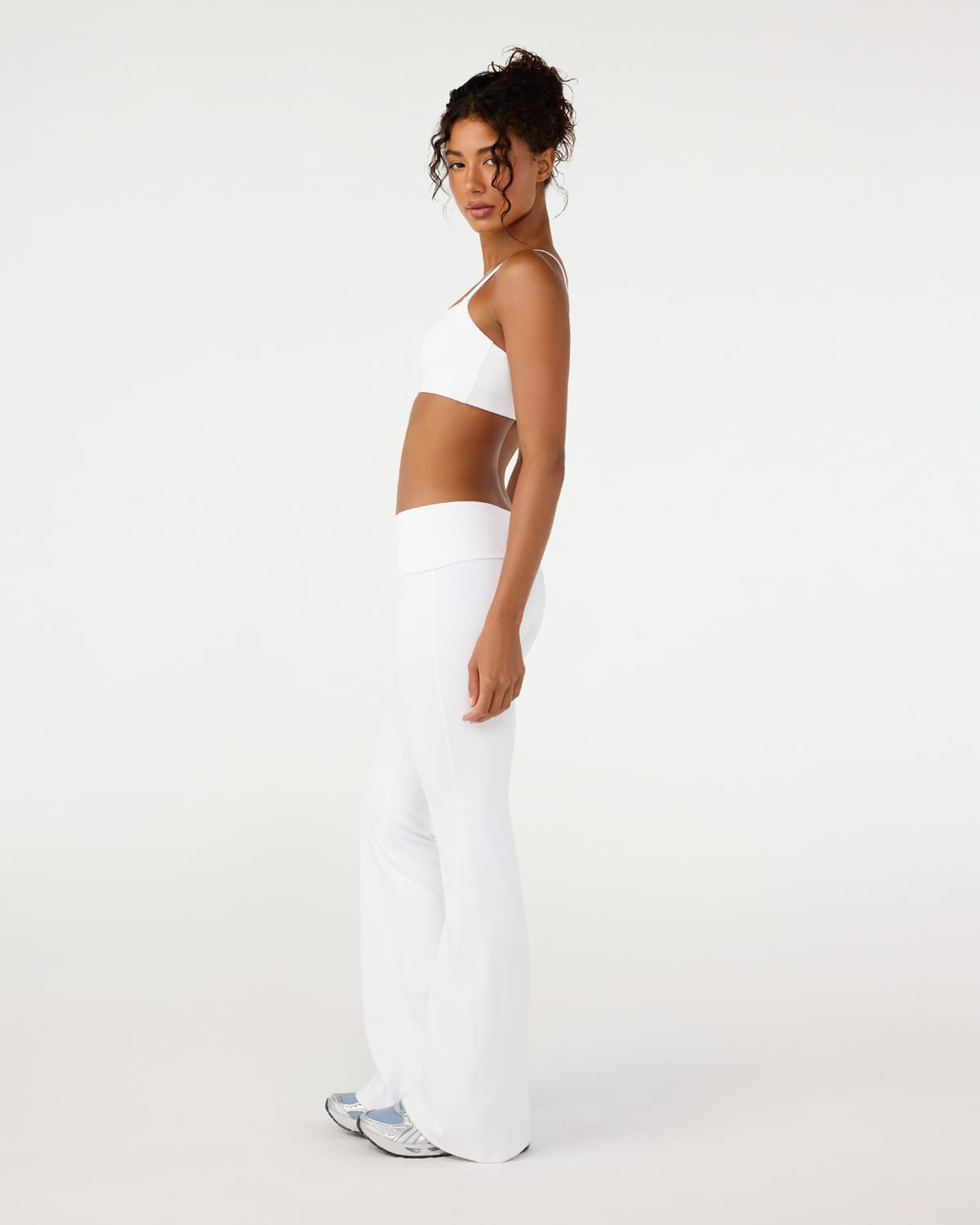 CSB Form Invisible Scrunch Flare Fold Over Leggings | White