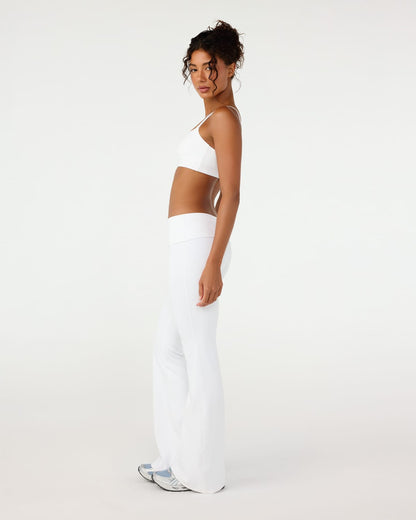 CSB Form Invisible Scrunch Flare Fold Over Leggings | White