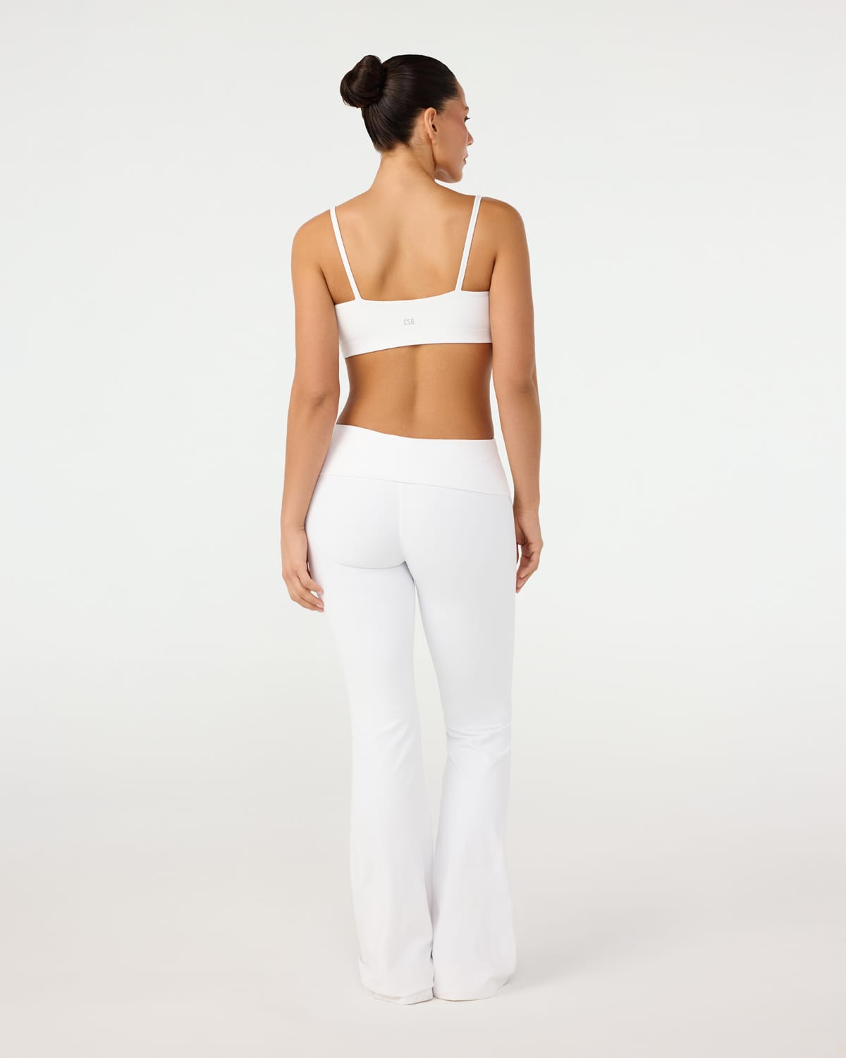 CSB Form Invisible Scrunch Flare Fold Over Leggings | White