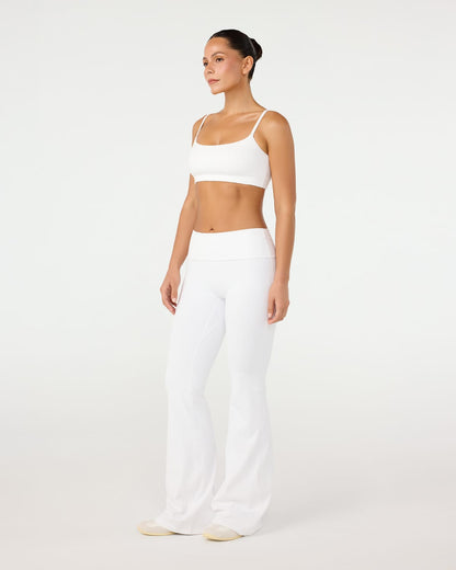 CSB Form Invisible Scrunch Flare Fold Over Leggings | White