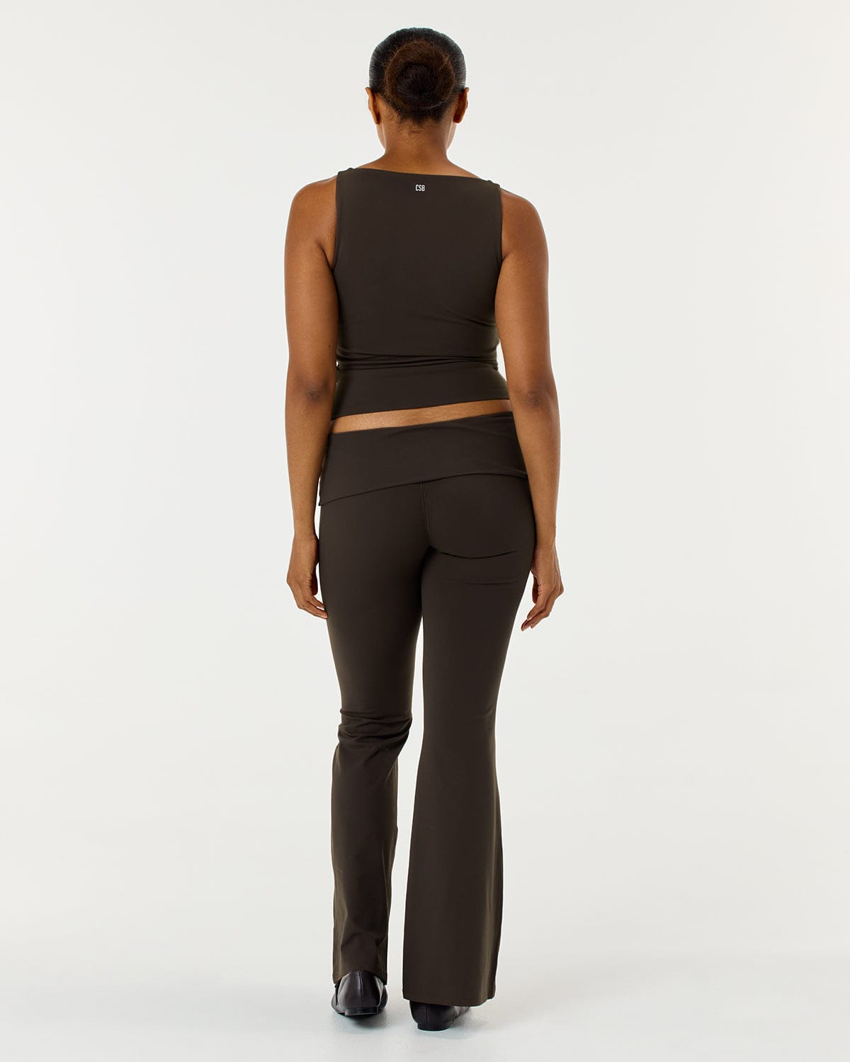 CSB Form Invisible Scrunch Flare Fold Over Leggings | Dark Chocolate