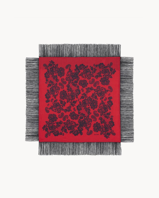 Grand Bandana Helia Lace Fringes rouge corail