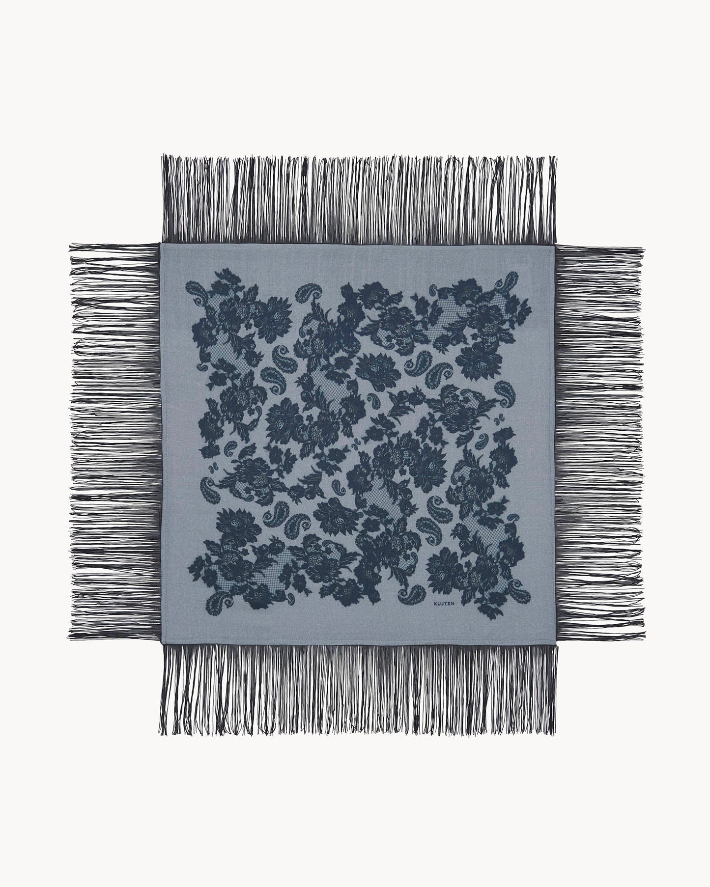 Petit Bandana Heli Lace Fringes gris flanelle
