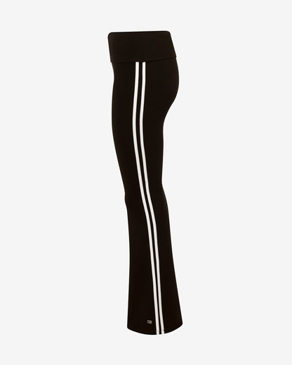 CSB Form Invisible Scrunch Fold Over Stripe Flare Leggings | Black