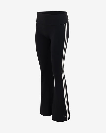 CSB Form Invisible Scrunch Fold Over Stripe Flare Leggings | Black