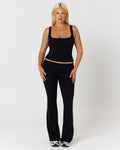 CSB Form Invisible Scrunch Flare Fold Over Leggings | Black