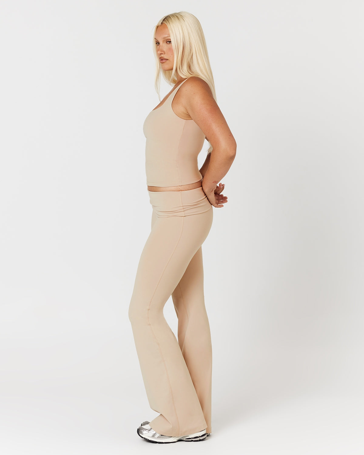 CSB Form Invisible Scrunch Flare Fold Over Leggings | Fawn