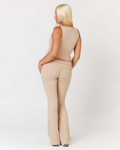 CSB Form Invisible Scrunch Flare Fold Over Leggings | Fawn