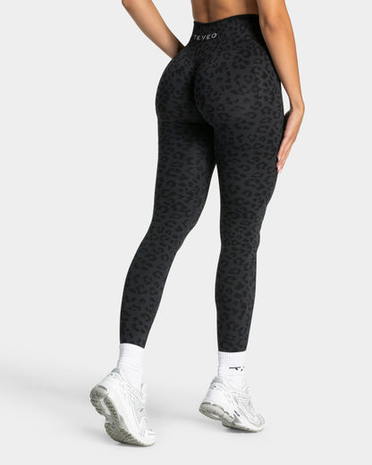 TEVEO Leggings Sculpt Scrunch Contrastline "Leo nero"