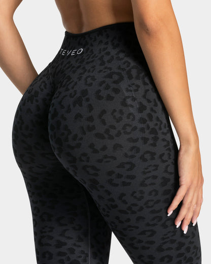 TEVEO Leggings Sculpt Scrunch Contrastline "Leo nero"