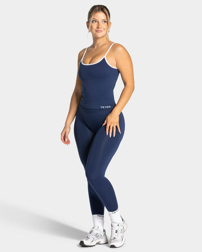TEVEO Leggings Sculpt Scrunch Contrastline "Blu scuro"