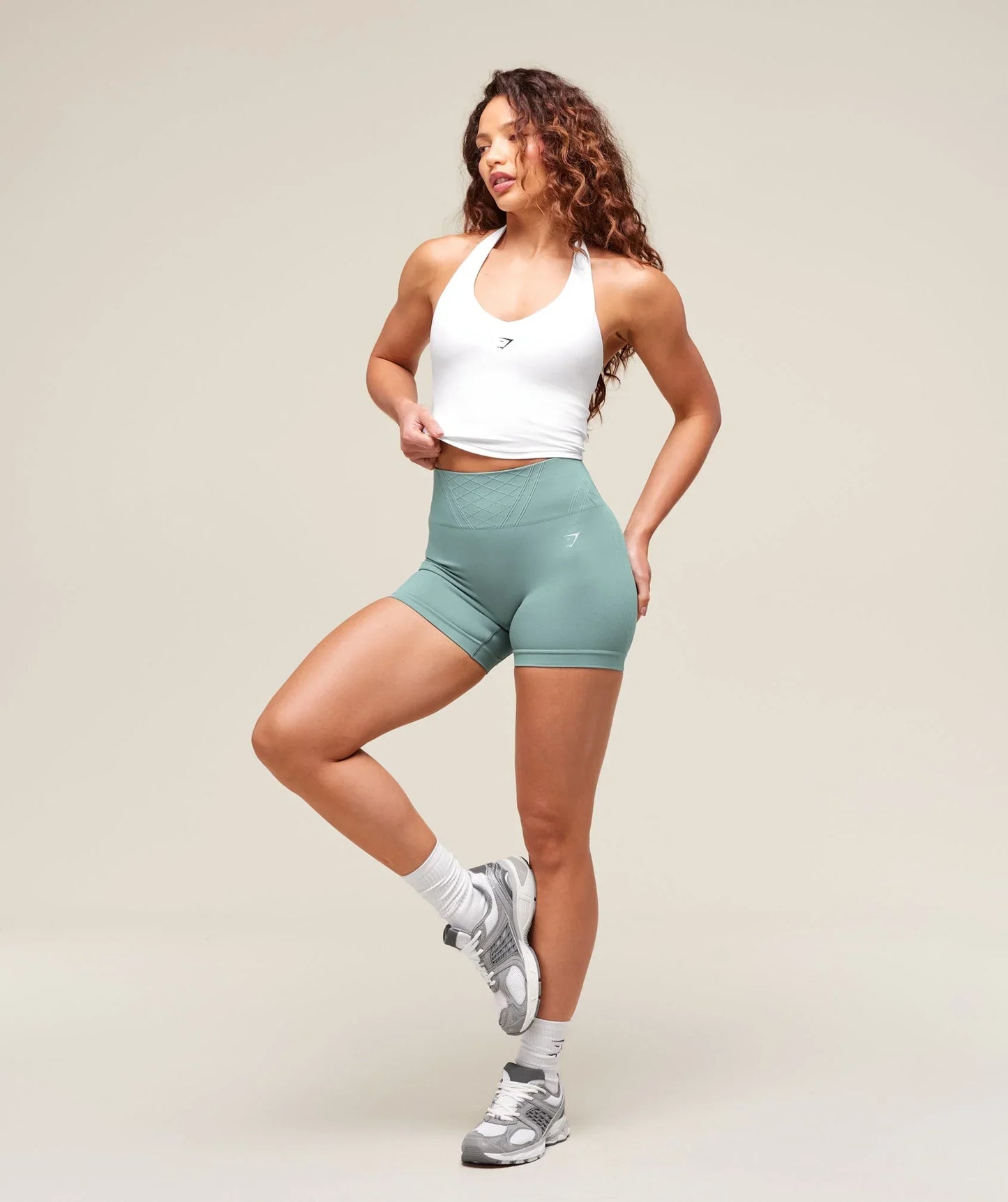 Gymshark Halter Neck Cami with Shelf - White