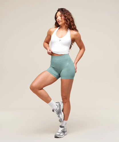 Gymshark Halter Neck Cami with Shelf - White