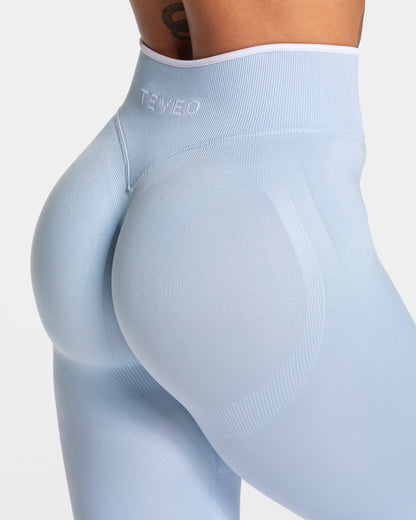 TEVEO Leggings Sculpt Scrunch Contrastline "Blu baby"