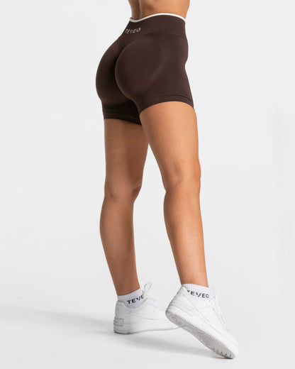 TEVEO Shorts Sculpt Scrunch Contrastline "Espresso"