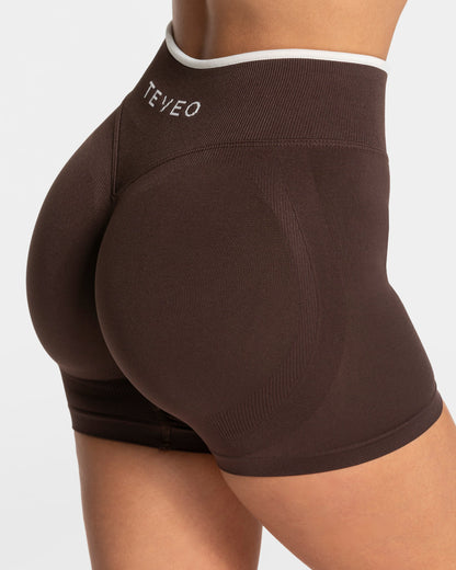 TEVEO Shorts Sculpt Scrunch Contrastline "Espresso"