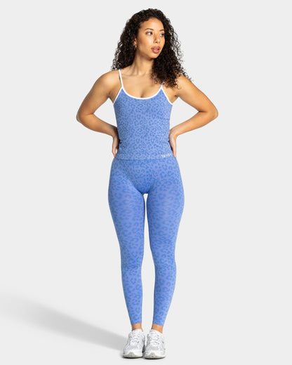 TEVEO Leggings Sculpt Scrunch Contrastline “Stampa leopardata Azure"