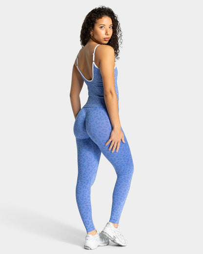 TEVEO Leggings Sculpt Scrunch Contrastline “Stampa leopardata Azure"