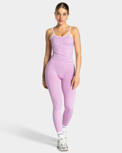 TEVEO Leggings Sculpt Scrunch Contrastline “Stampa leopardata Orchid"