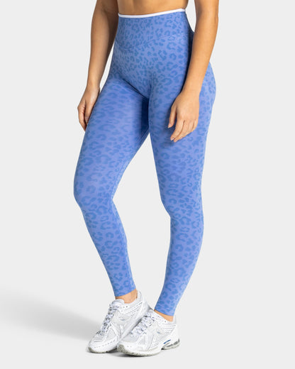 TEVEO Leggings Sculpt Scrunch Contrastline “Stampa leopardata Azure"