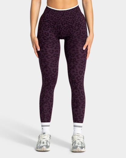 TEVEO Leggings Sculpt Scrunch Contrastline “Stampa leopardata Blackberry"