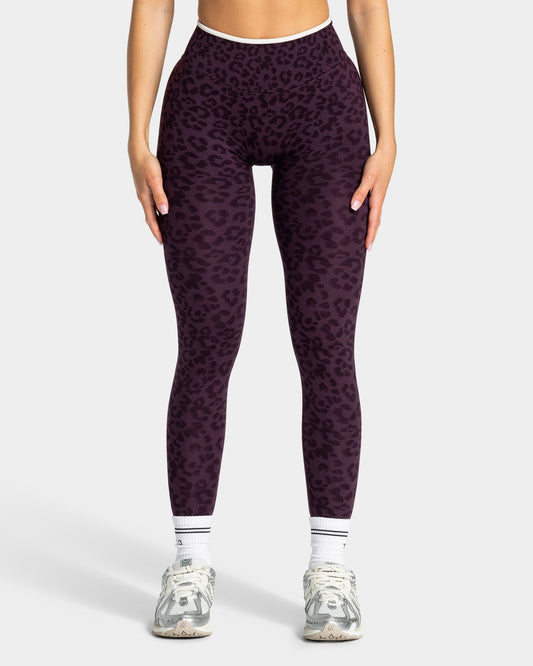 TEVEO Leggings Sculpt Scrunch Contrastline “Stampa leopardata Blackberry"