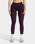 TEVEO Leggings Sculpt Scrunch Contrastline “Stampa leopardata Blackberry"