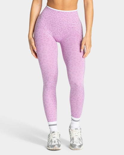 TEVEO Leggings Sculpt Scrunch Contrastline “Stampa leopardata Orchid"