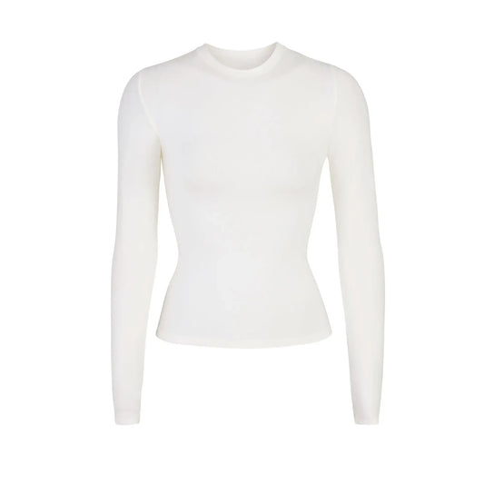 Skims Cotton Jersey Long Sleeve T-Shirt Marble