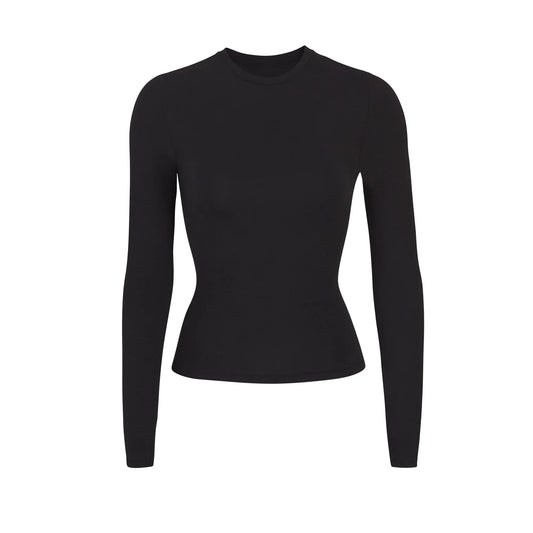 Skims Cotton Jersey Long Sleeve T-Shirt Soot