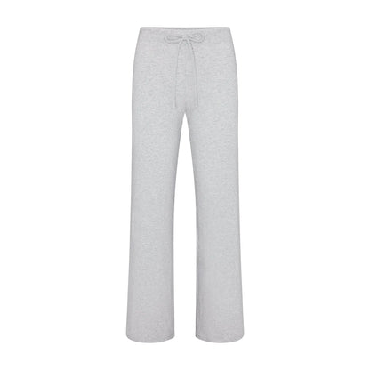 Skims Cotton Jersey Straight Leg Pant Light Heather Grey