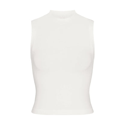 Skims Cotton Jersey Mock Neck Tank Marble