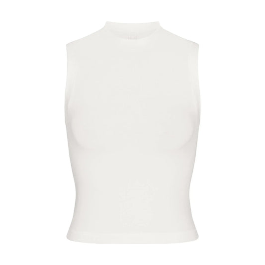Skims Cotton Jersey Mock Neck Tank Marble