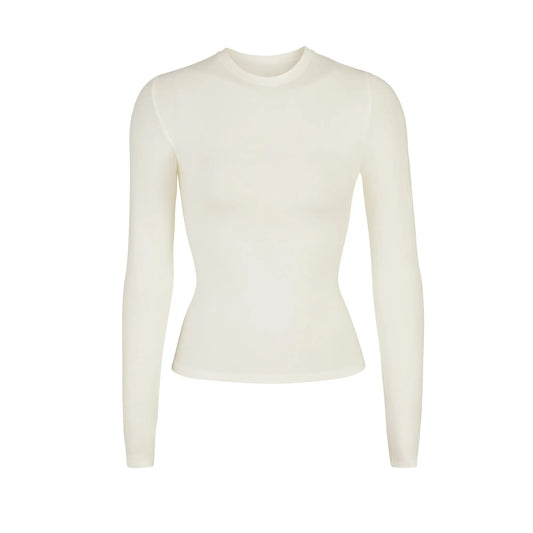 Skims Cotton Jersey Long Sleeve T-Shirt Bone