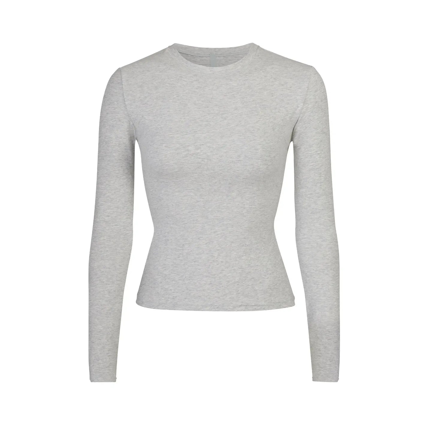 Skims Cotton Jersey Long Sleeve T-Shirt Light Heather Grey