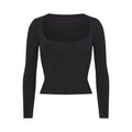 Skims Cotton Jersey Scoop Neck Long Sleeve Soot