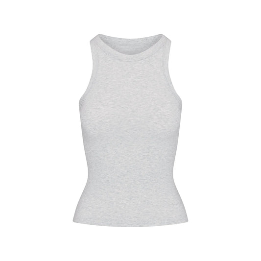 Skims Cotton Jersey Crew Neck Tank Light Heather Grey