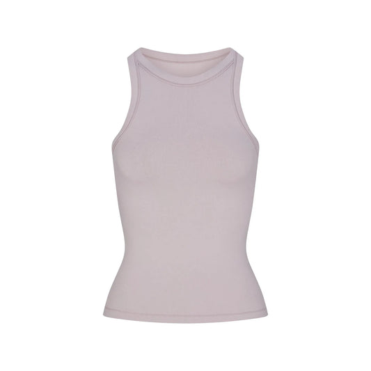 Skims Cotton Jersey Crew Neck Tank Oyster