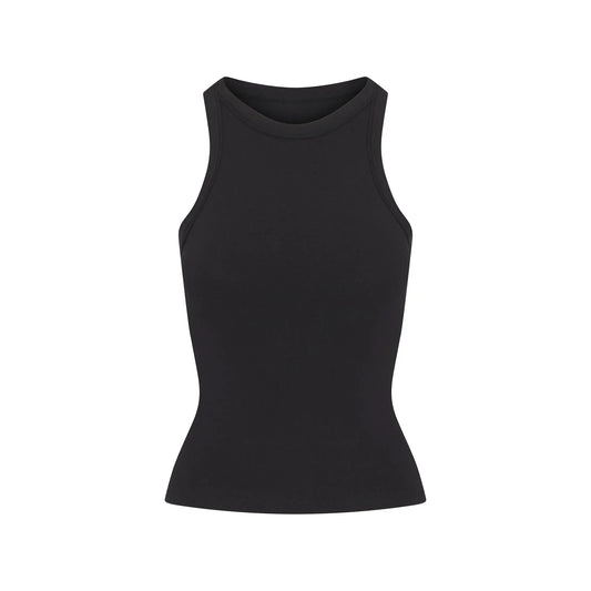 Skims Cotton Jersey Crew Neck Tank Soot