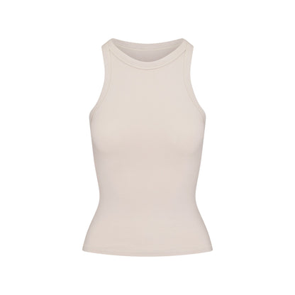 Skims Cotton Jersey Crew Neck Tank Stone