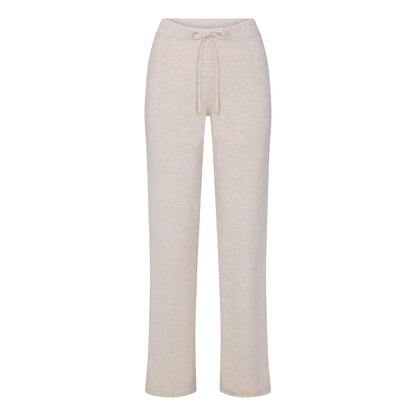 Skims Cotton Jersey Straight Leg Pant Heather Oatmeal