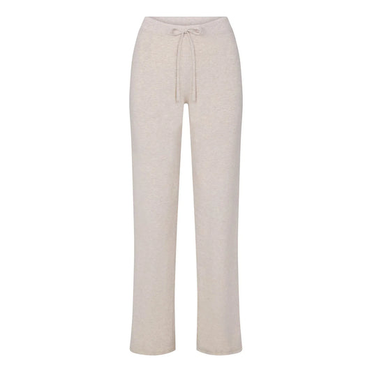 Skims Cotton Jersey Straight Leg Pant Heather Oatmeal