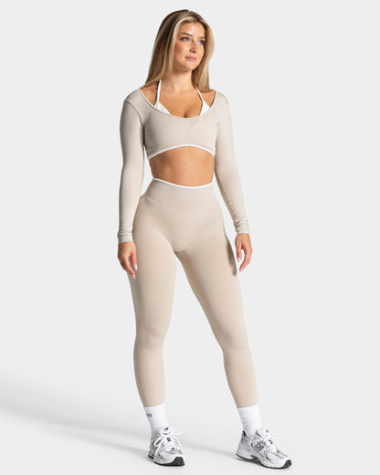 TEVEO Leggings Sculpt Scrunch Contrastline "Crema"