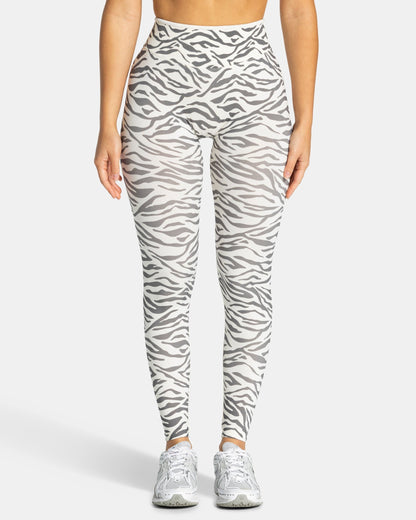 TEVEO Leggings Sculpt Scrunch Contrastline “Stampa zebrata nel colore Off White"