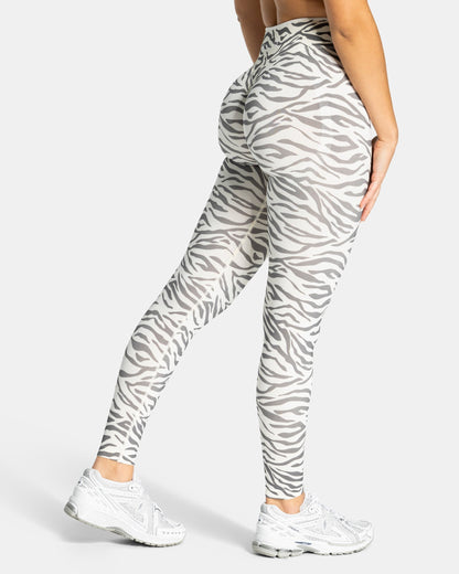 TEVEO Leggings Sculpt Scrunch Contrastline “Stampa zebrata nel colore Off White"